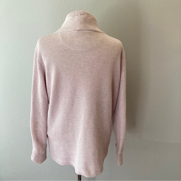 Straight Down Heathered Pink Waffle Drawstring Neck Sweater L - Picture 7 of 9